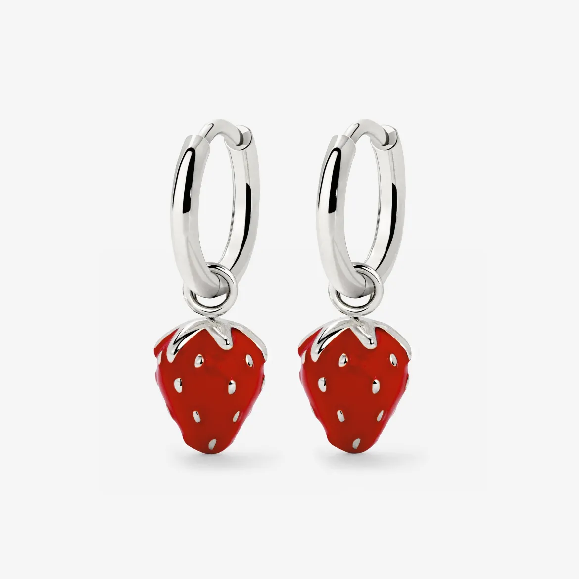 Strawberry Hoop Set Small Silber