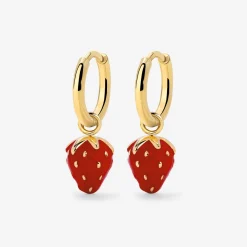 Strawberry Hoop Set Small Gold