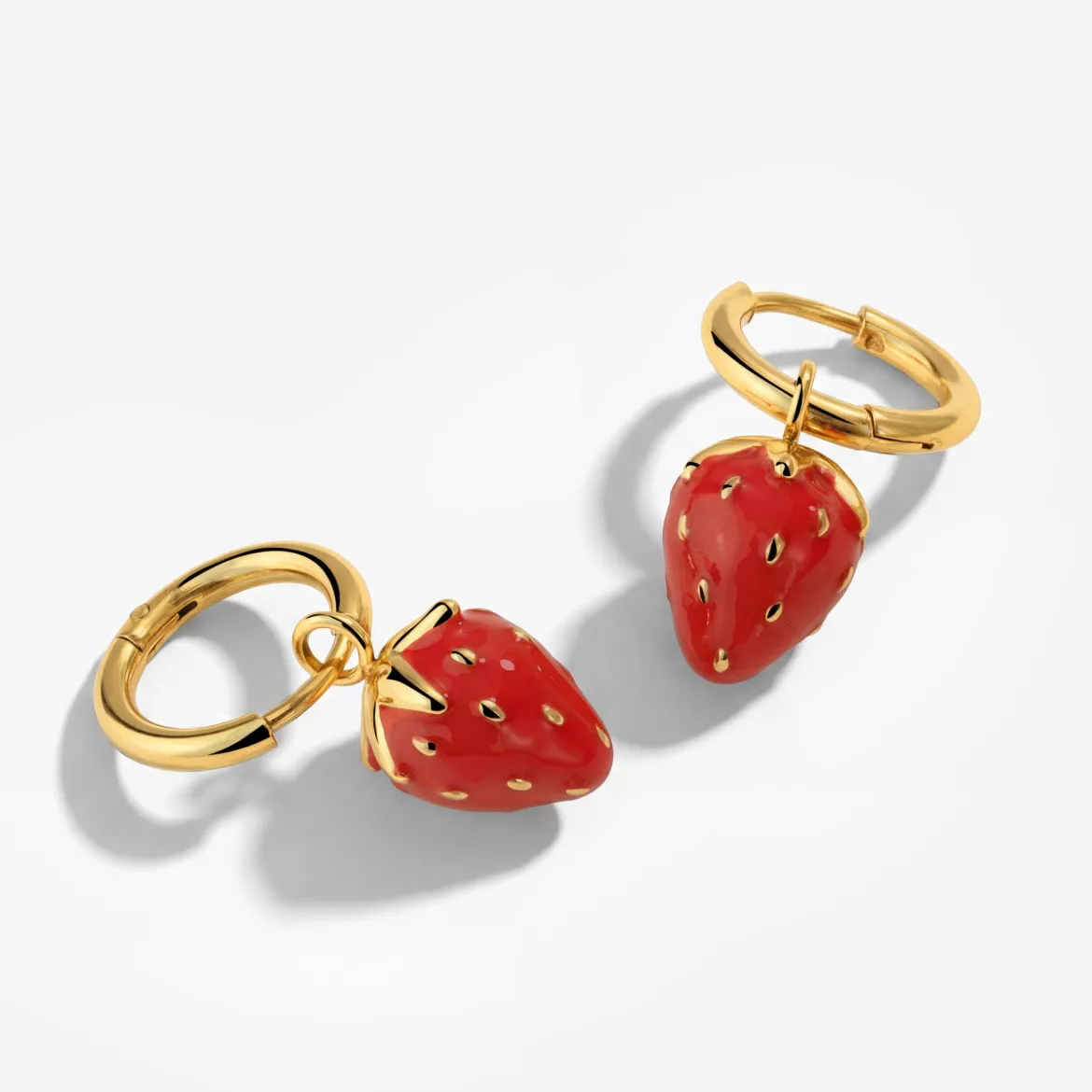 Strawberry Hoop Set Small Gold