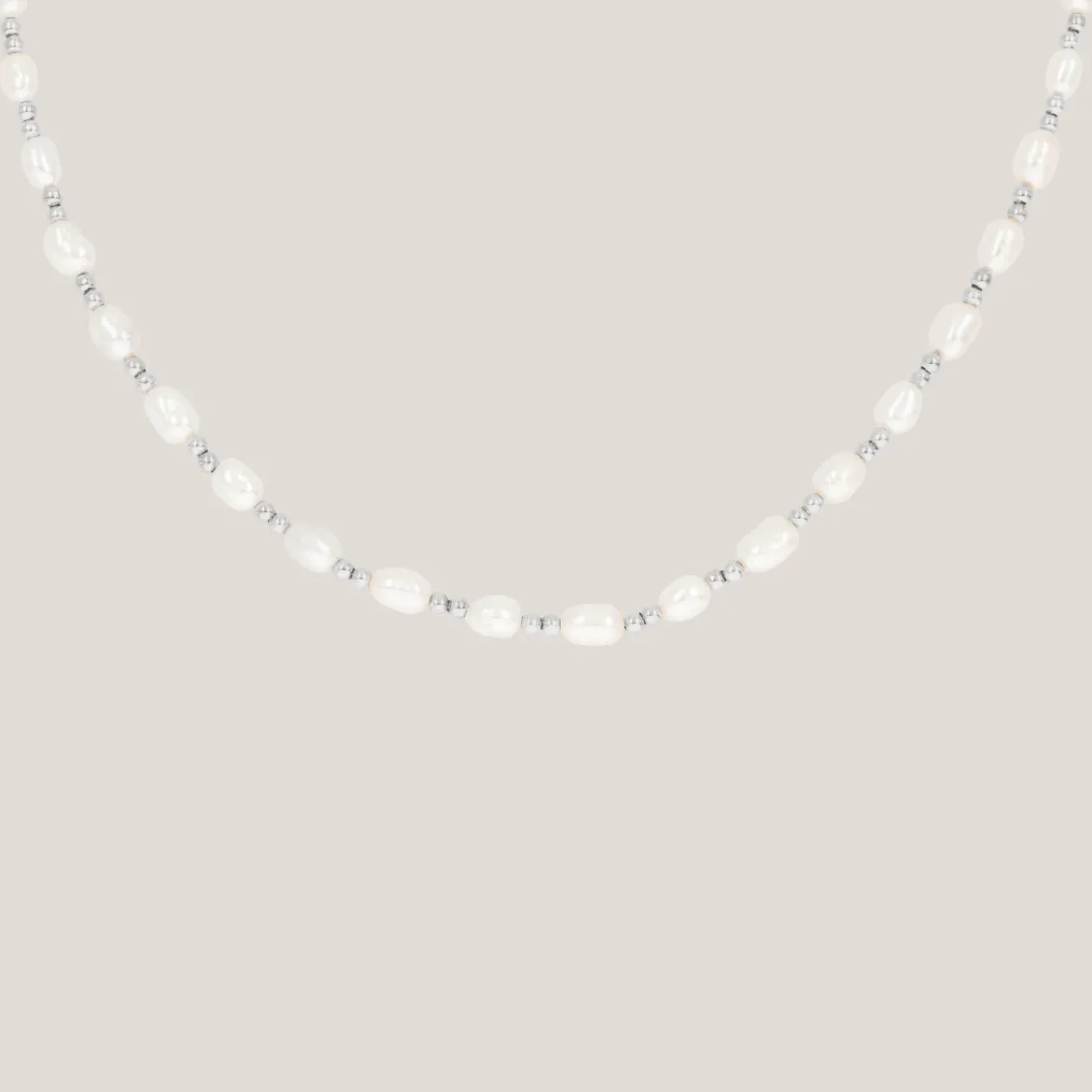 Summertime Pearl Necklace Silber