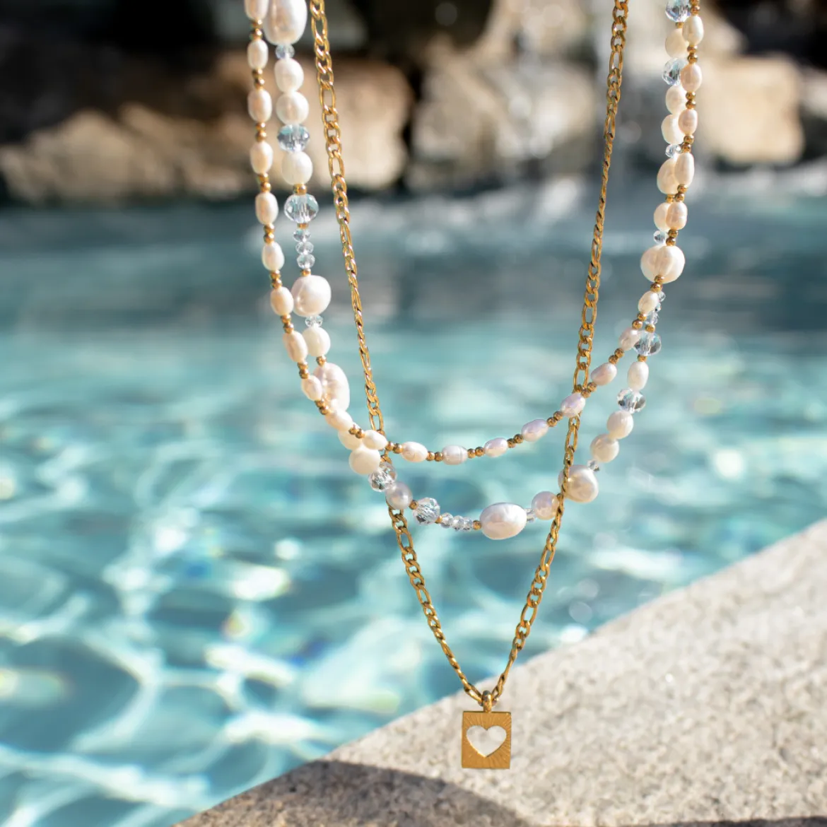 Summertime Pearl Necklace Silber