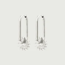 Sun Ray Oval Hoops Small Silber