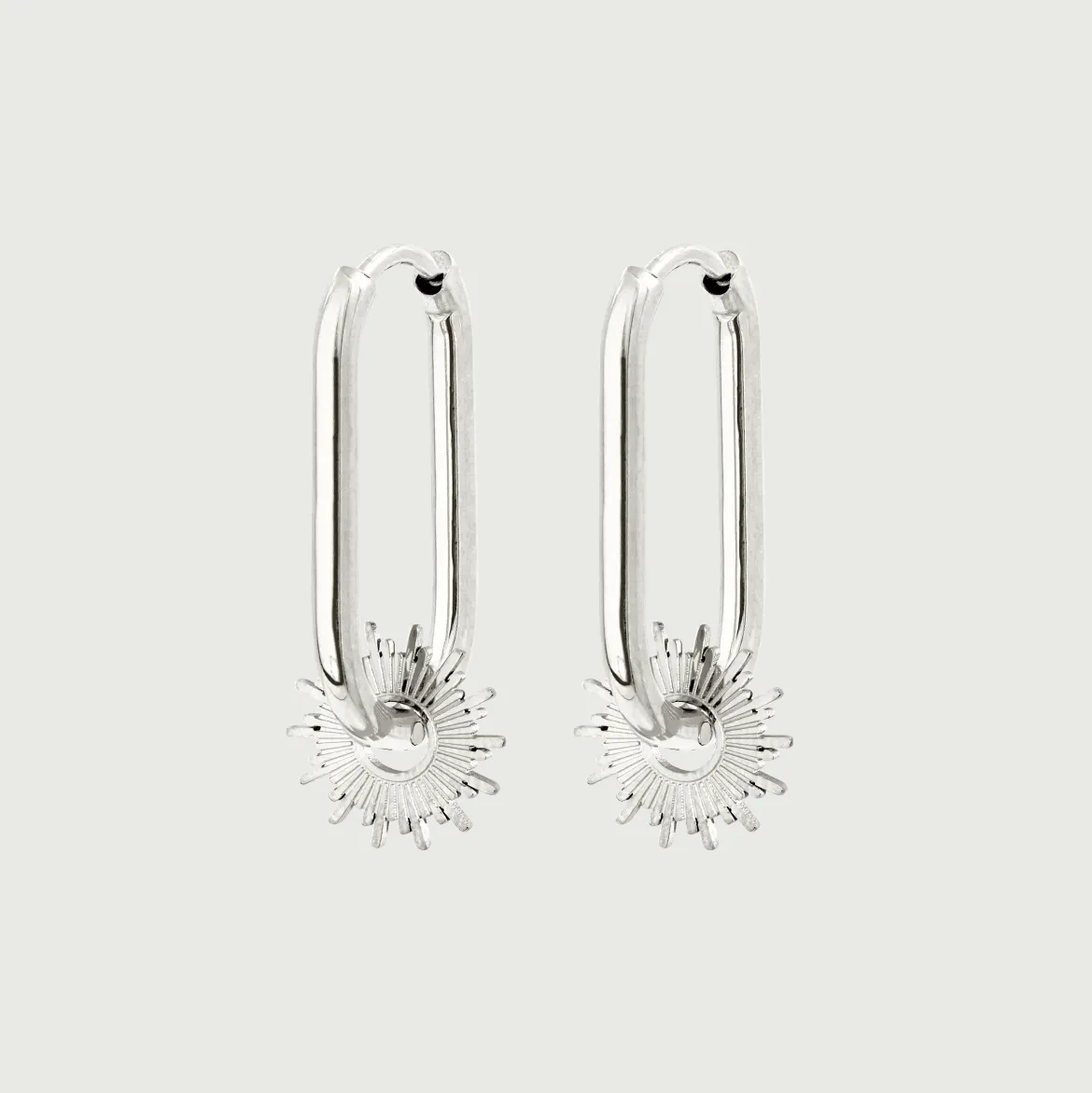 Sun Ray Oval Hoops Small Silber