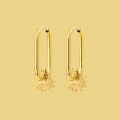 Sun Ray Oval Hoops Small Gold