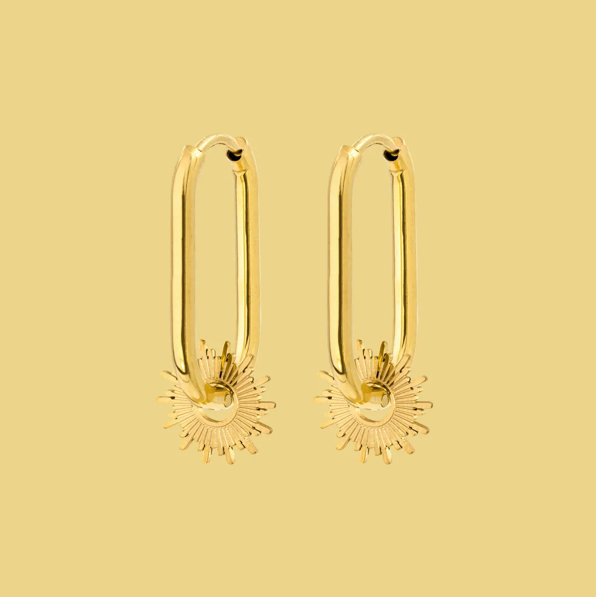 Sun Ray Oval Hoops Small Gold