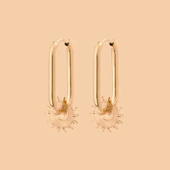 Sun Ray Oval Hoops Small Roségold
