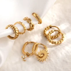 Sun Ray Oval Hoops Small Roségold