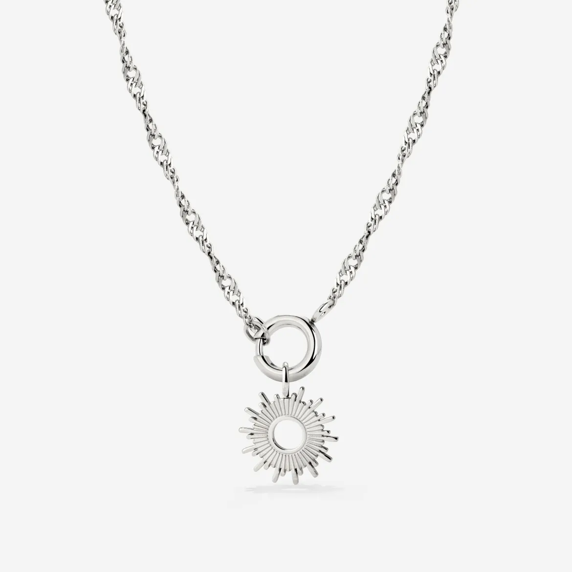 Sun Ray Singapore Chain Necklace Set Silber
