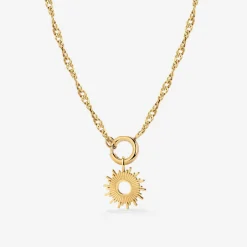 Sun Ray Singapore Chain Necklace Set Gold