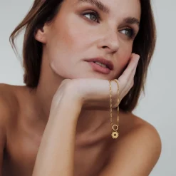 Sun Ray Singapore Chain Necklace Set Gold