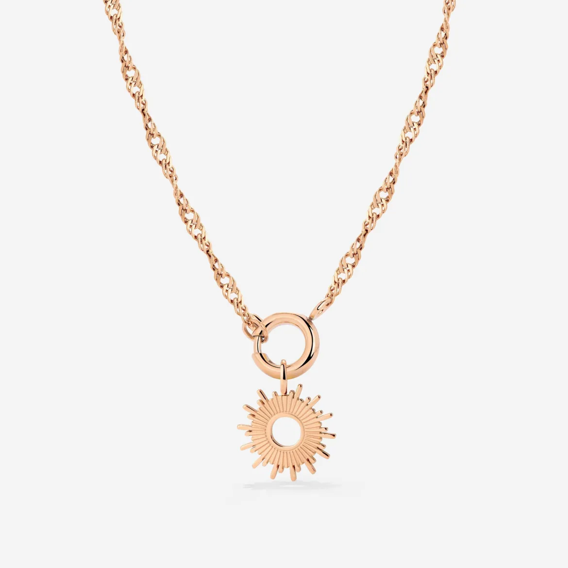 Sun Ray Singapore Chain Necklace Set Roségold