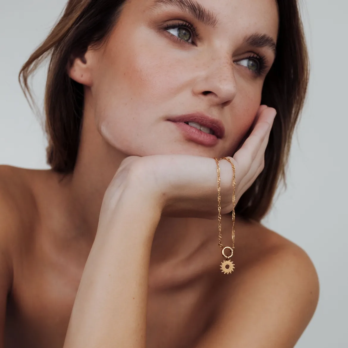 Sun Ray Singapore Chain Necklace Set Roségold