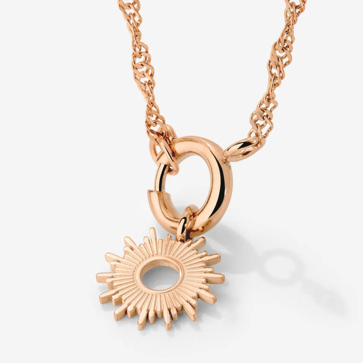 Sun Ray Singapore Chain Necklace Set Roségold