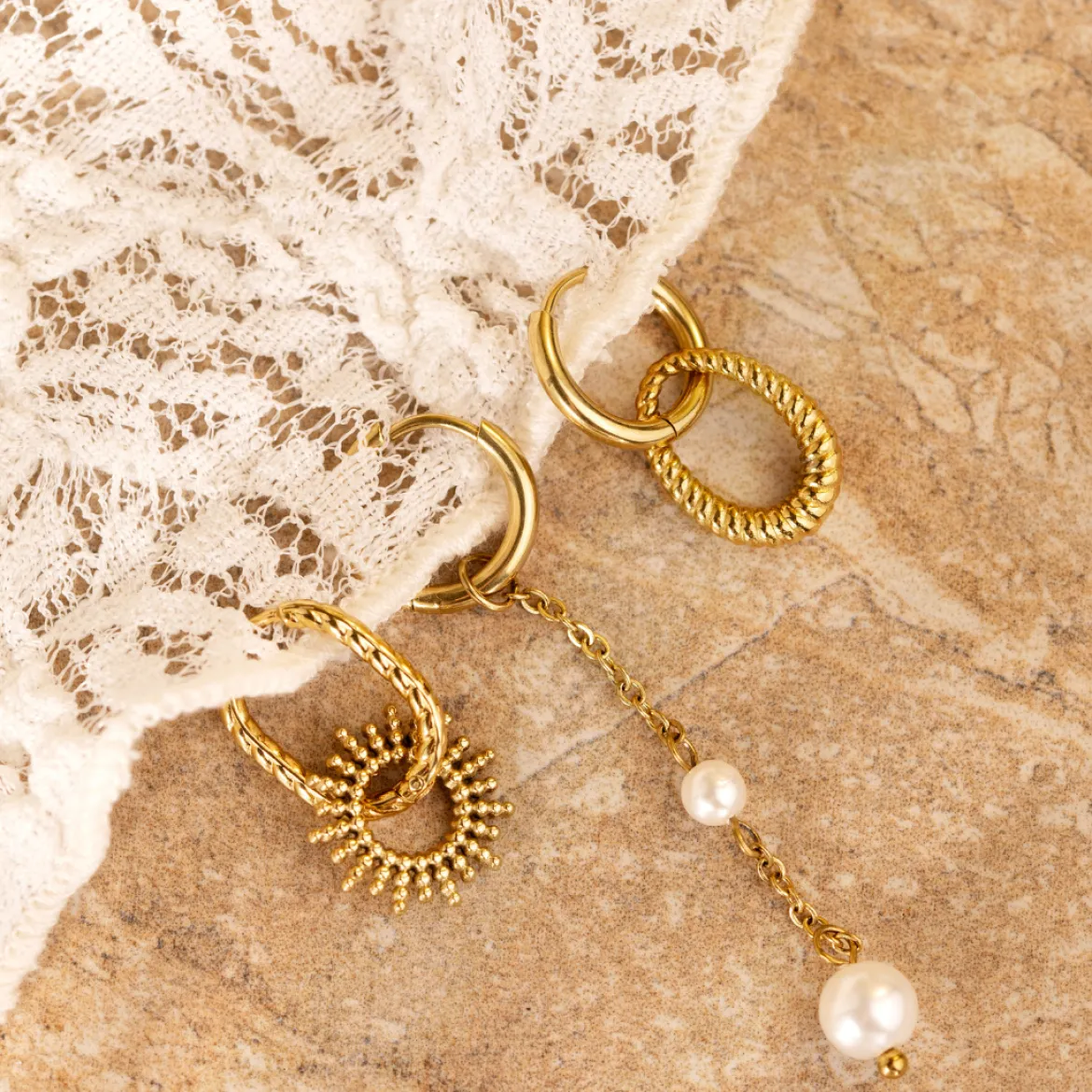 Sunny Oval Twisted Hoop Set Baby Silber