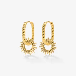 Sunny Oval Twisted Hoop Set Baby Gold