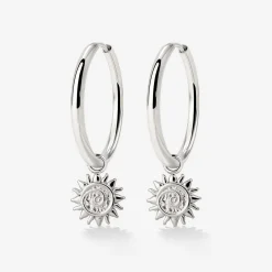 Sunny Swirl Hoop Set Large Silber