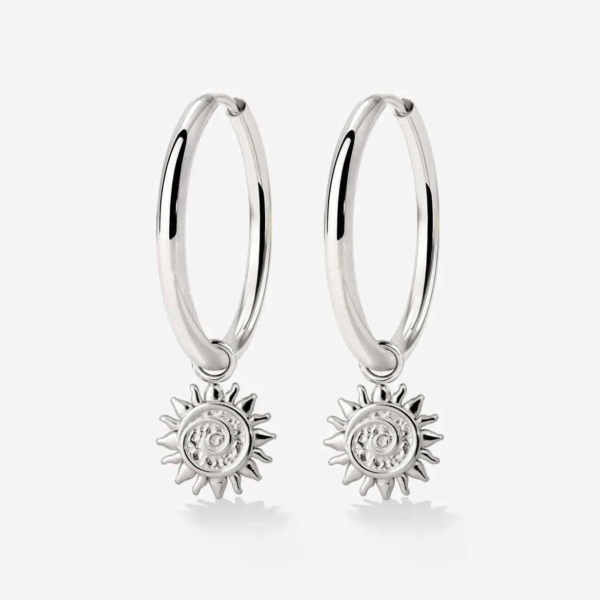 Sunny Swirl Hoop Set Large Silber