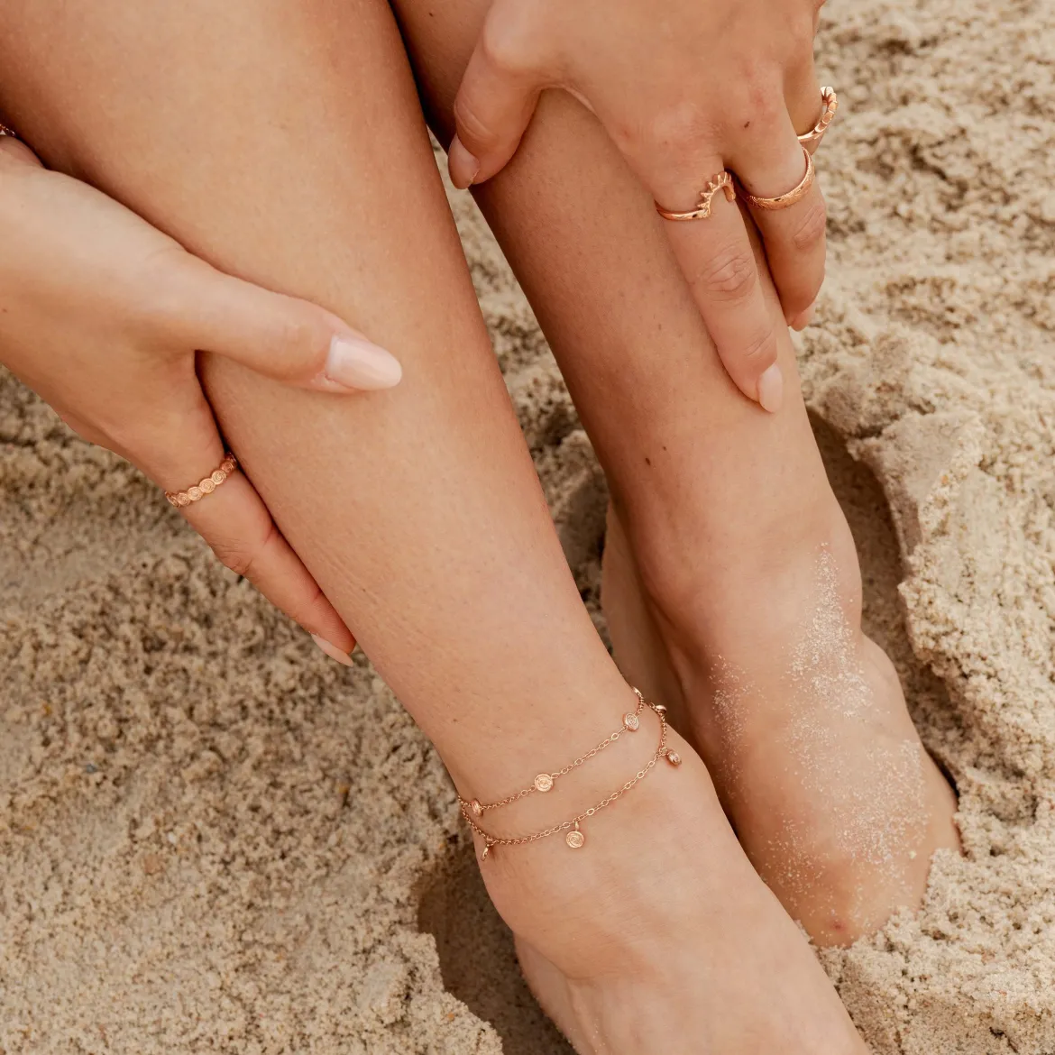 Swirl'n Double Anklet Roségold