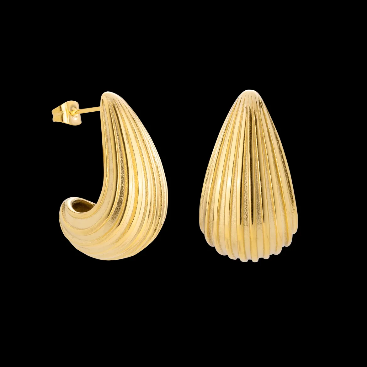 Textured Droplet Studs Large Gold