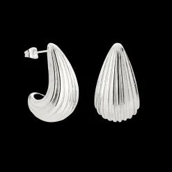 Textured Droplet Studs Large Silber