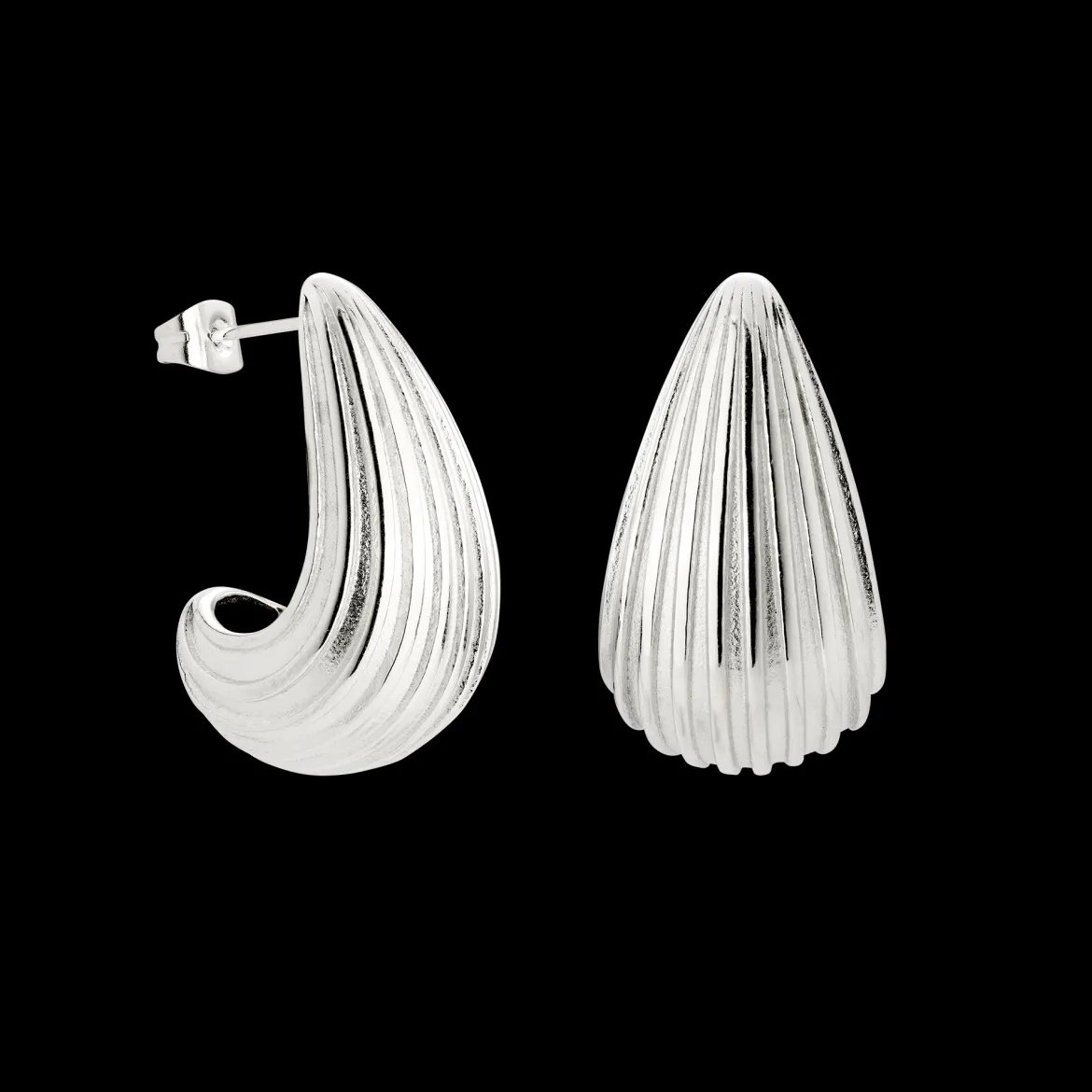Textured Droplet Studs Large Silber