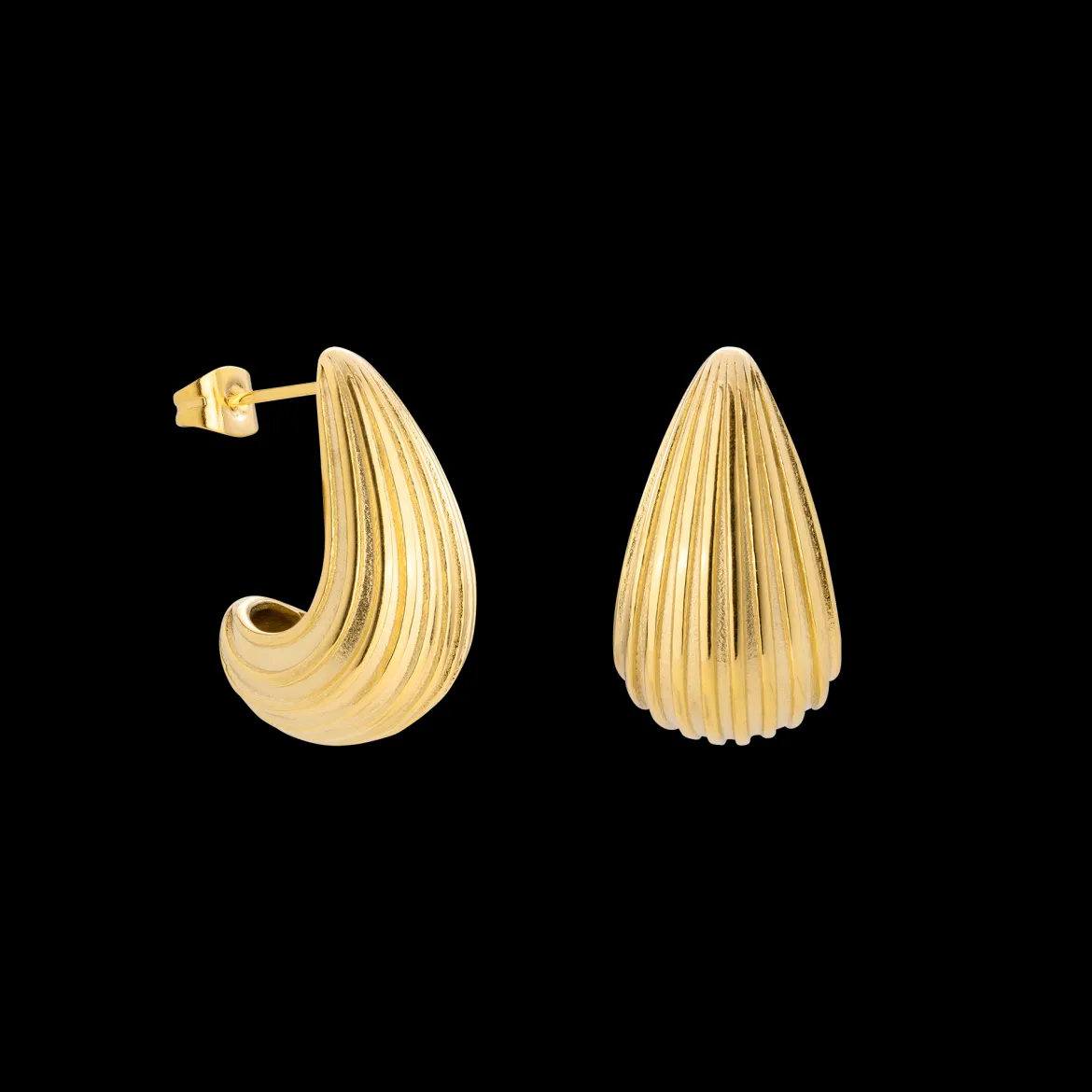 Textured Droplet Studs Small Gold