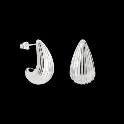 Textured Droplet Studs Small Silber