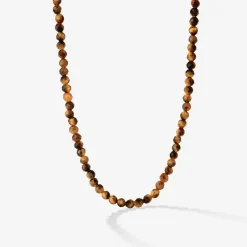 Tiger's Eye Bead Necklace Silber