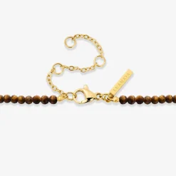 Tiger's Eye Bead Necklace Gold