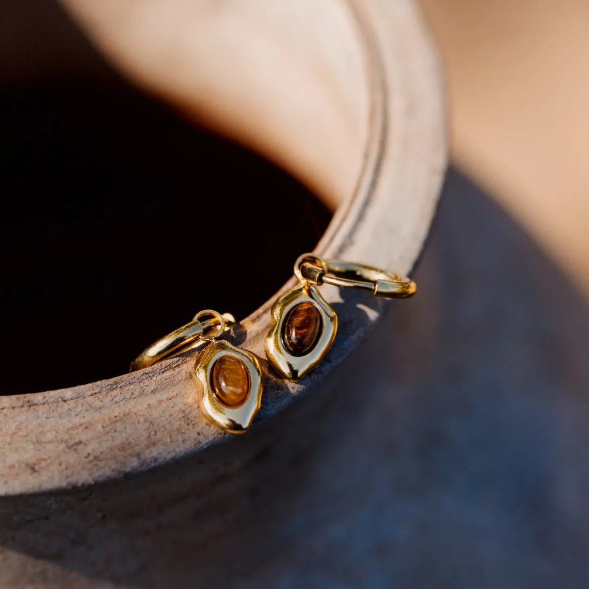 Tiger's Eye Hoop Set Small Silber
