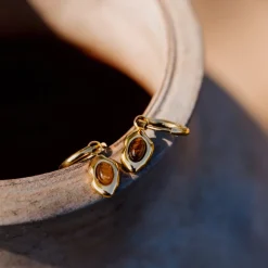 Tiger's Eye Hoop Set Small Gold