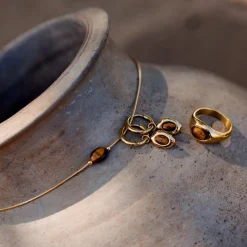 Tiger's Eye Hoop Set Small Roségold