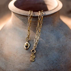 Tiger's Eye Oval Links Necklace Set Silber