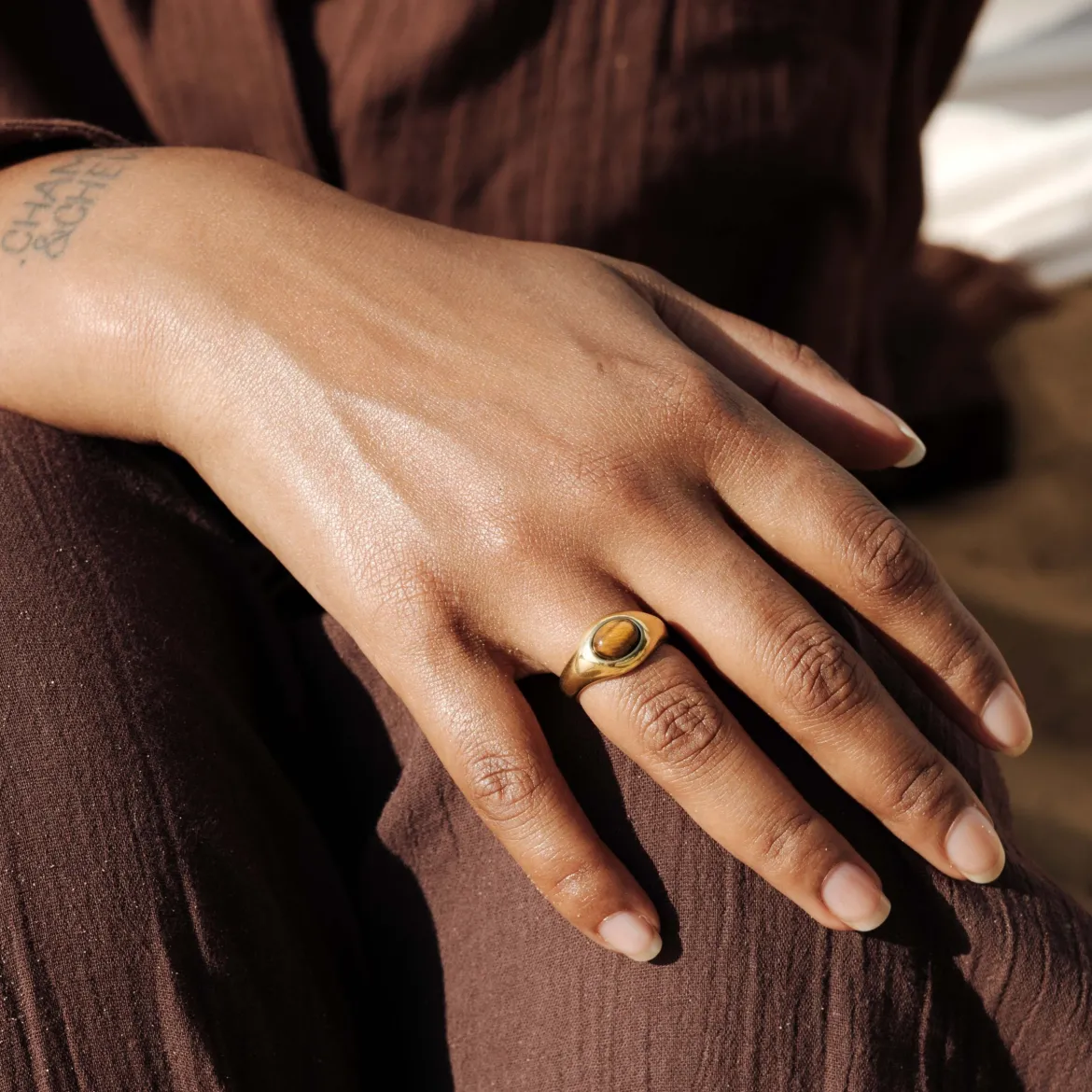 Tiger's Eye Ring Gold
