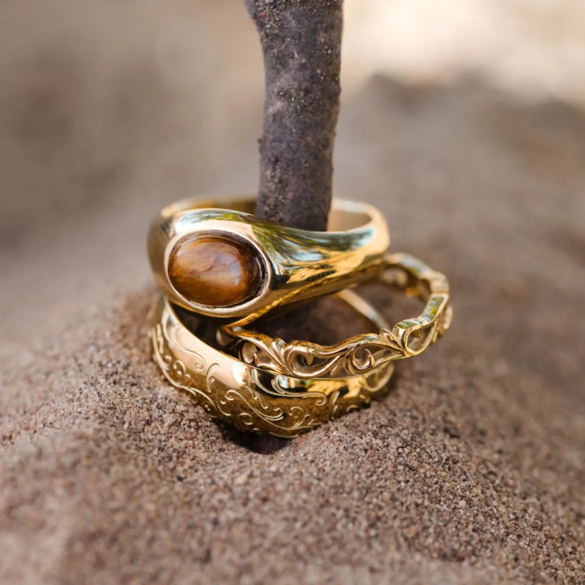 Tiger's Eye Ring Gold
