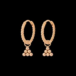 Tiny Beads Twisted Hoop Set Small Roségold