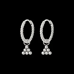 Tiny Beads Twisted Hoop Set Small Silber