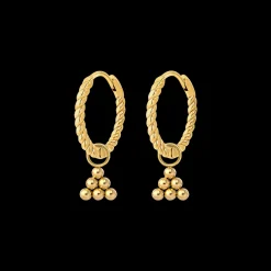 Tiny Beads Twisted Hoop Set Small Gold