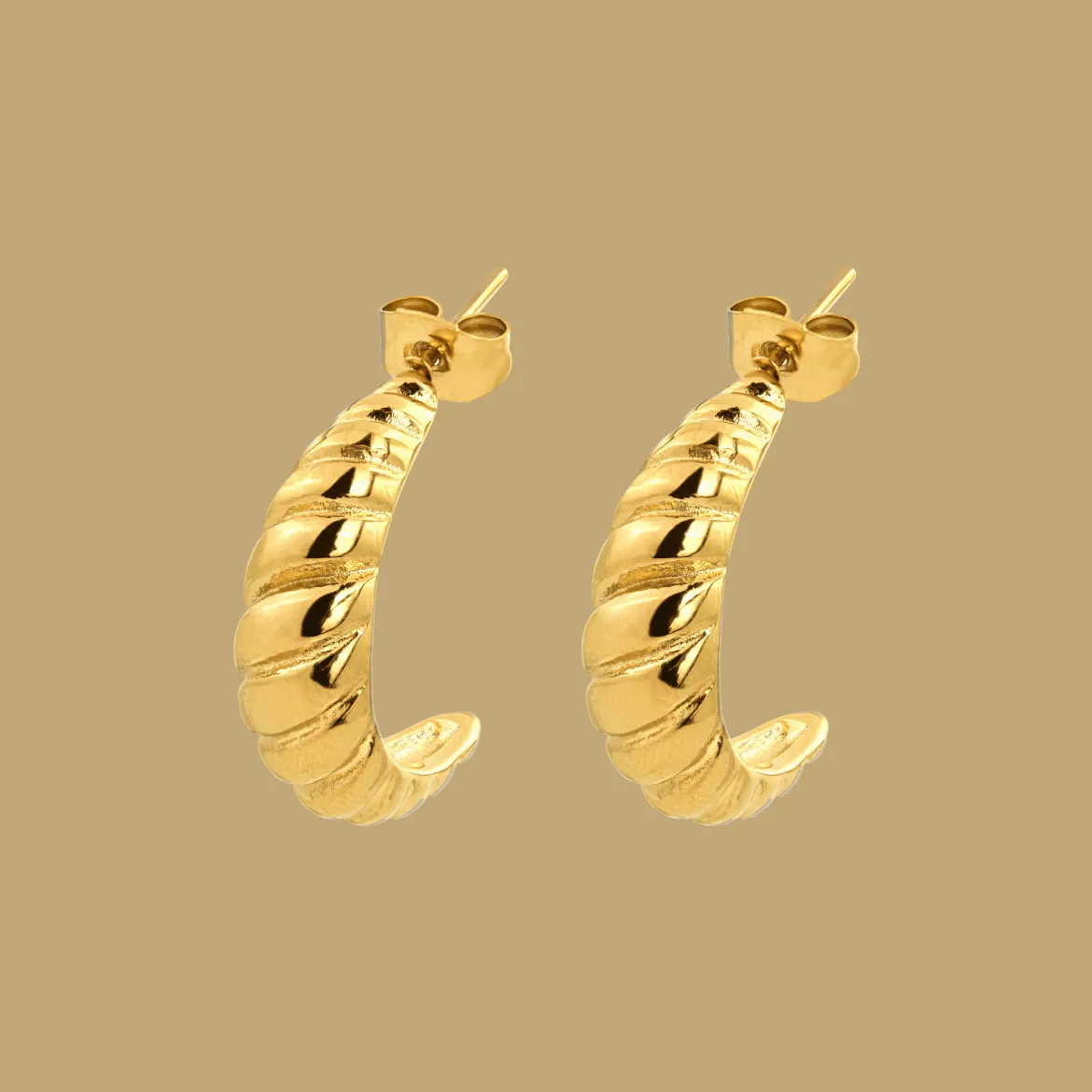 Towel Twist Hoops Gold