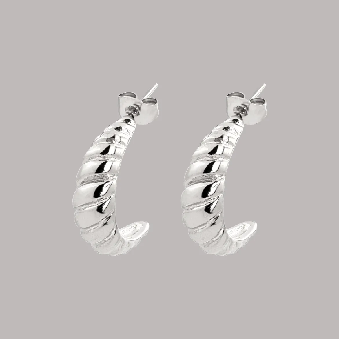 Towel Twist Hoops Silber