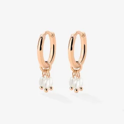 Tres Perlas Hoop Set Roségold