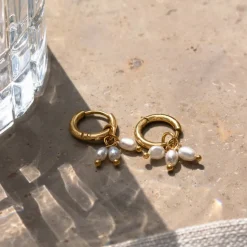 Tres Perlas Hoop Set Silber