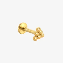 Triangle Beads Piercing Stud Gold