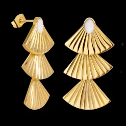 Triple Fan Studs Gold