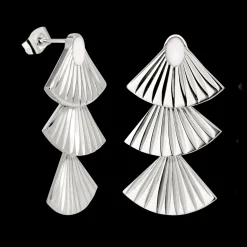 Triple Fan Studs Silber