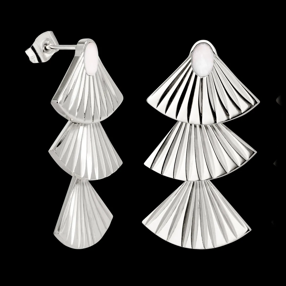 Triple Fan Studs Silber