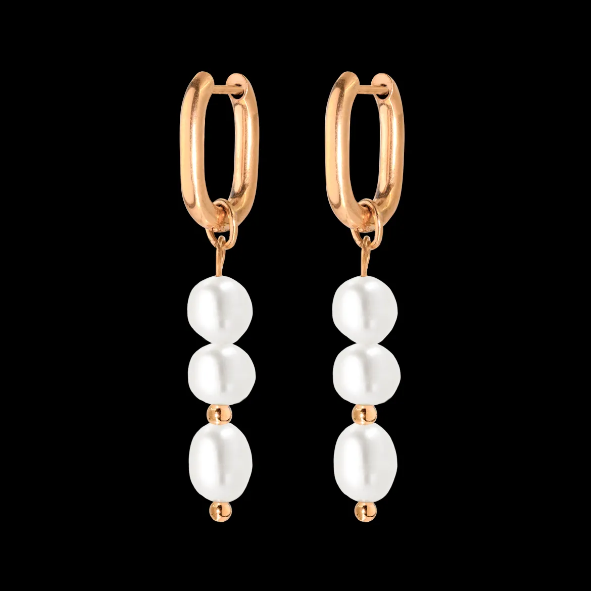 Triple Pearl Hoop Set Roségold