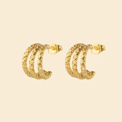 Triple Trouble Studs Gold