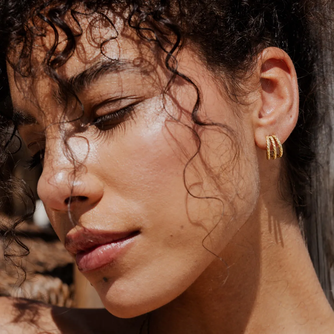 Triple Trouble Studs Gold