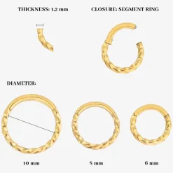 Twisted Click Piercing Ring Gold